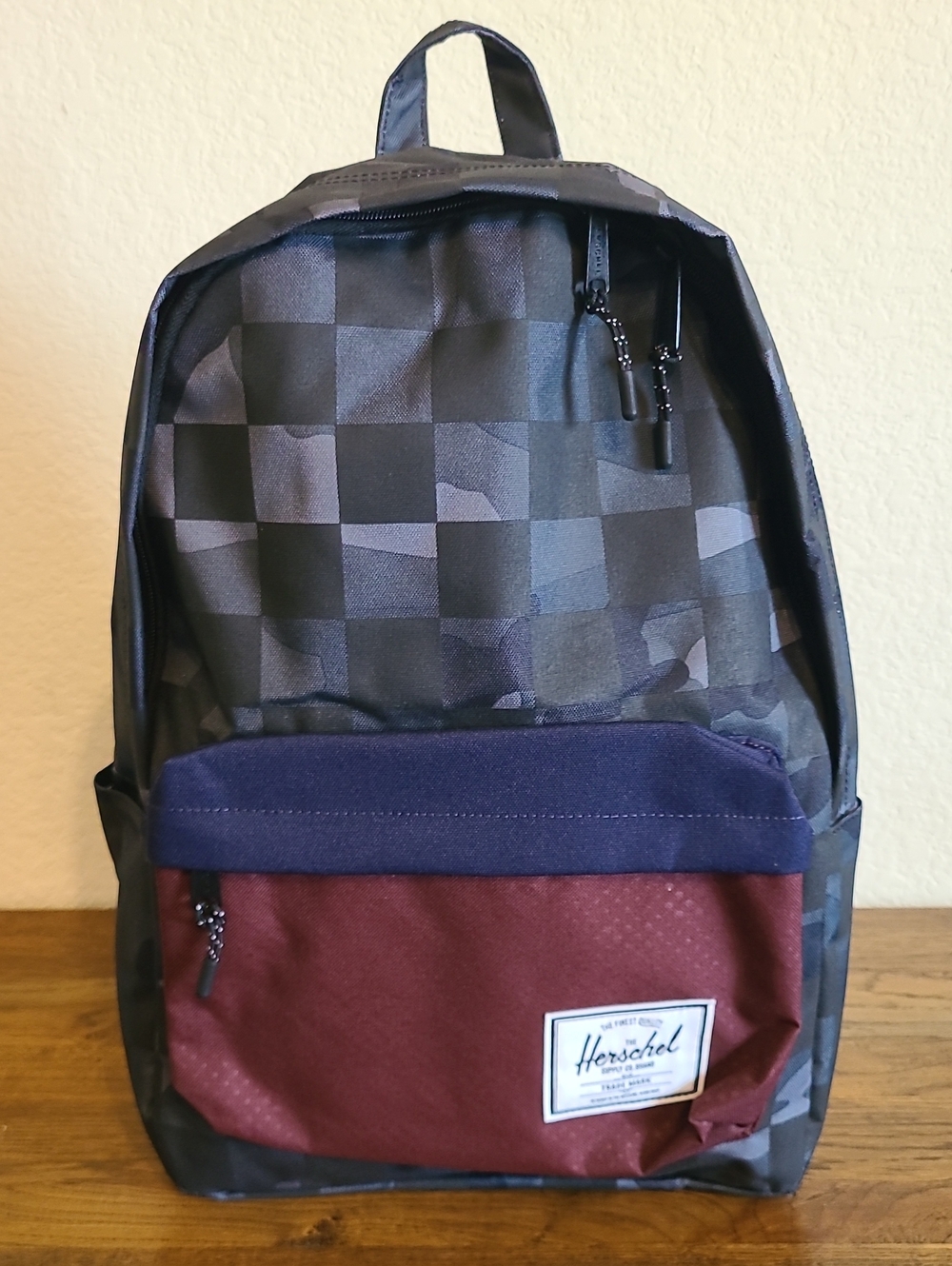 Herschel Supply Company Heritage Backpack - Black Checker with Burgundy Pocket